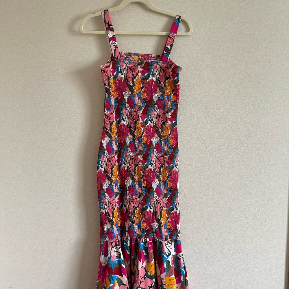 PRETTYGARDEN Womens Sleeveless Strappy Ruffle Hem Smocked Bodycon Dress Medium - Picture 4 of 8